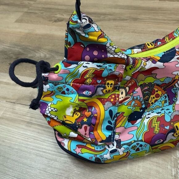 Paul Frank Hobo Shoulder Bag Colorful Doodle Print Artsy Cutesy Retro Y2K Style - Picture 3 of 7